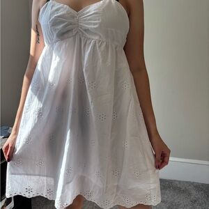 Boho Cottagecore Festival‎ Beach embroidered floral White Dress - Size Large